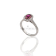 Anello con Rubino 0.58kt taglio Ovale e contorno di Diamanti-Anelli-GRANARELLI-Gioielleria Granarelli