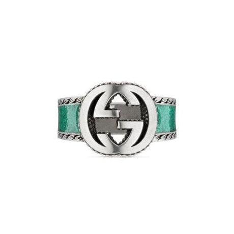 Anello con logo GG in Smalto Turchese-Anelli-GUCCI- [SKU] -Gioielleria Granarelli