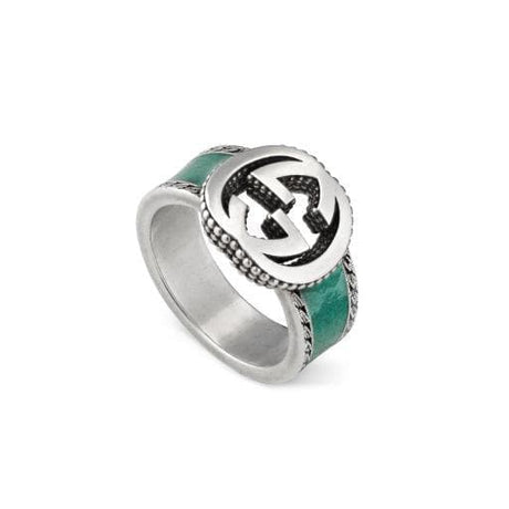 Anello con logo GG in Smalto Turchese-Anelli-GUCCI- [SKU] -Gioielleria Granarelli