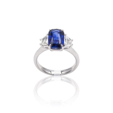 Anello in Oro Bianco con Zaffiro "ROYAL BLUE"-Anelli-GRANARELLI- [SKU] -Gioielleria Granarelli