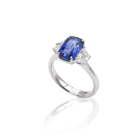 Anello in Oro Bianco con Zaffiro "ROYAL BLUE"-Anelli-GRANARELLI- [SKU] -Gioielleria Granarelli