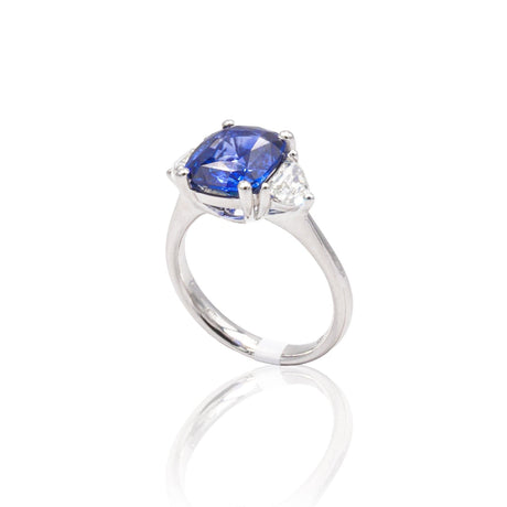 Anello in Oro Bianco con Zaffiro "ROYAL BLUE"-Anelli-GRANARELLI- [SKU] -Gioielleria Granarelli