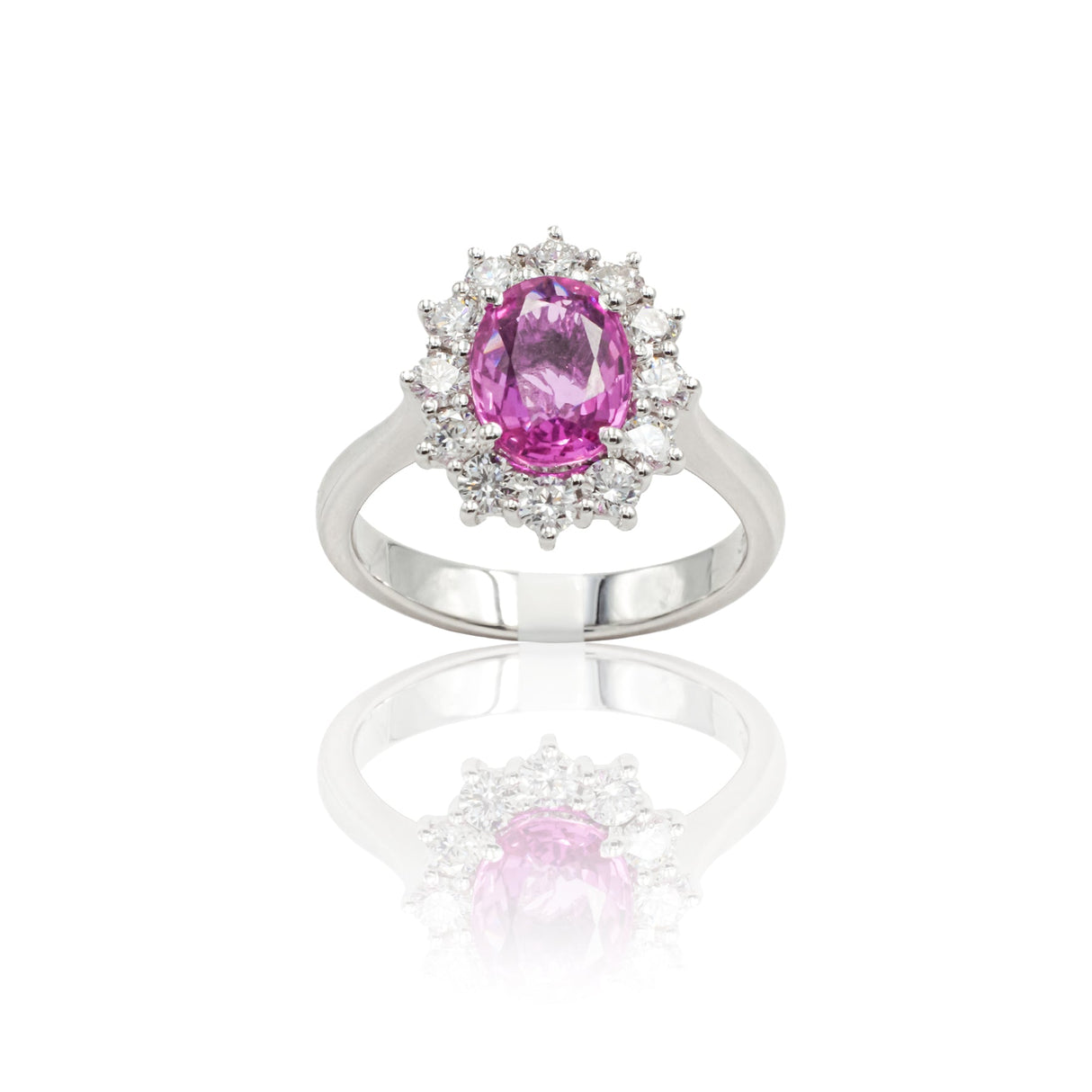 Anello in Oro Bianco con Zaffiro Rosa ovale 1.98kt-Anelli-GRANARELLI-14-Gioielleria Granarelli