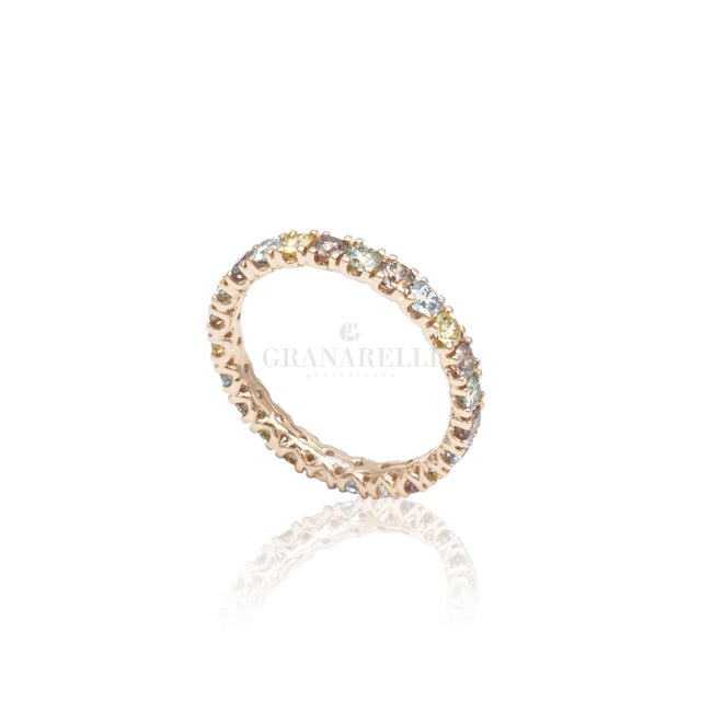 Anello in Oro Rosa con Brillanti Multicolor-Anelli-CRIVELLI- [SKU] -Gioielleria Granarelli