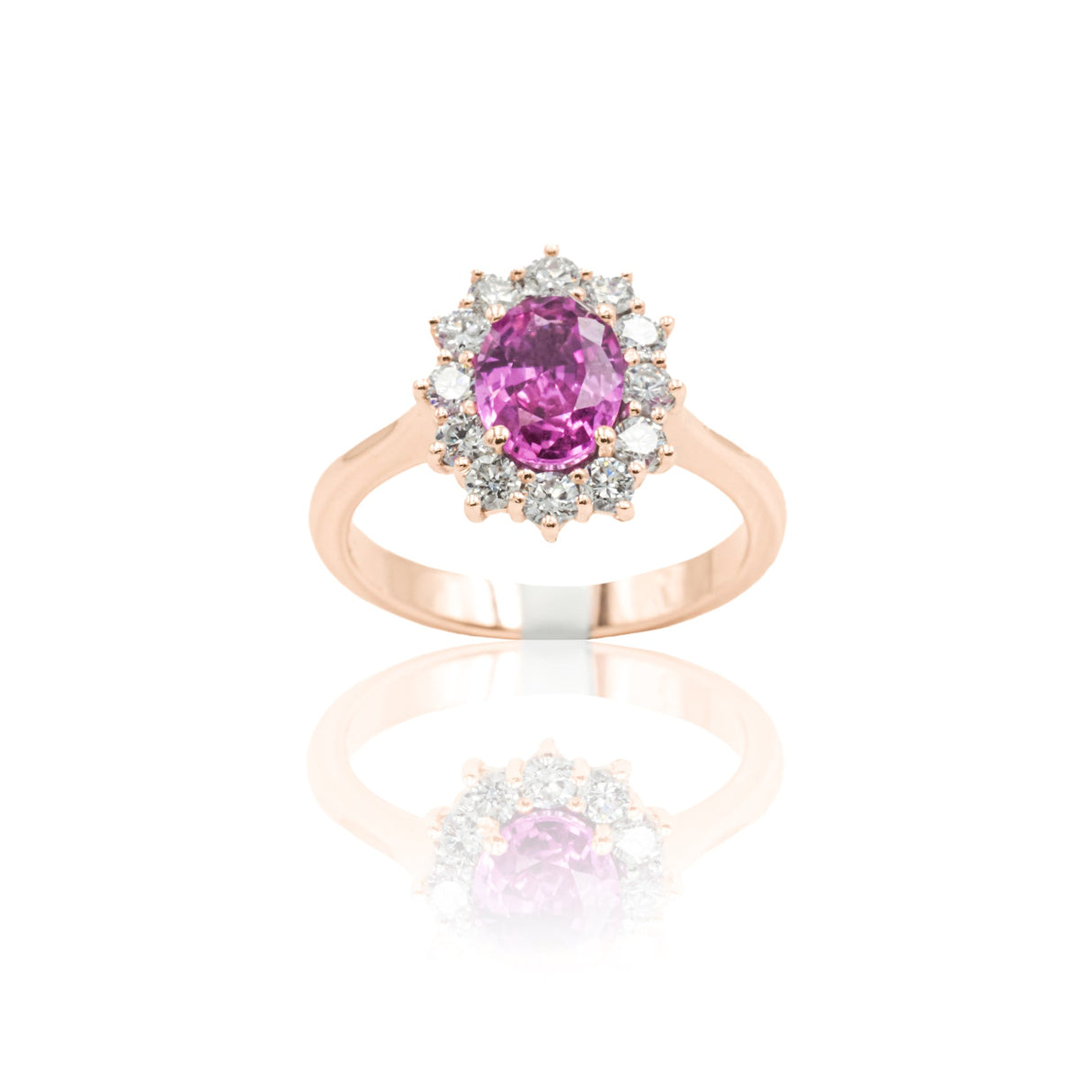 Anello in Oro Rosa con Zaffiro Rosa 1.73kt e Diamanti-Anelli-GRANARELLI-Gioielleria Granarelli