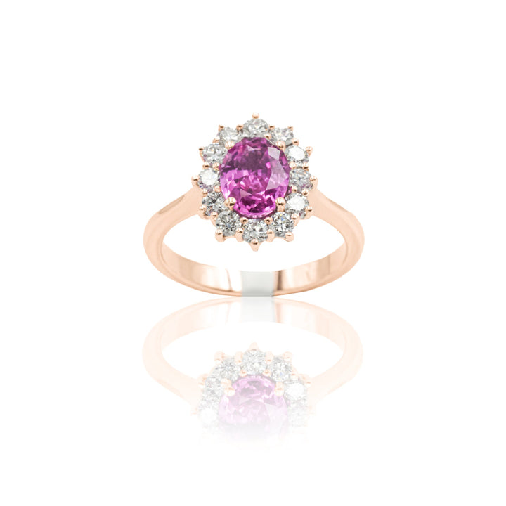 Anello in Oro Rosa con Zaffiro Rosa 1.73kt e Diamanti-Anelli-GRANARELLI-Gioielleria Granarelli