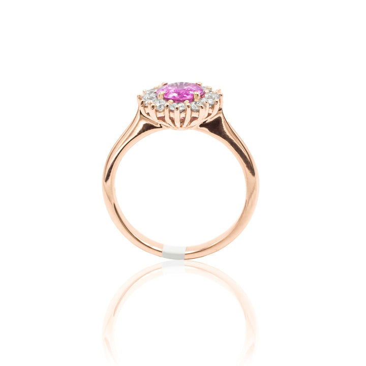 Anello in Oro Rosa con Zaffiro Rosa 1.73kt e Diamanti-Anelli-GRANARELLI-Gioielleria Granarelli