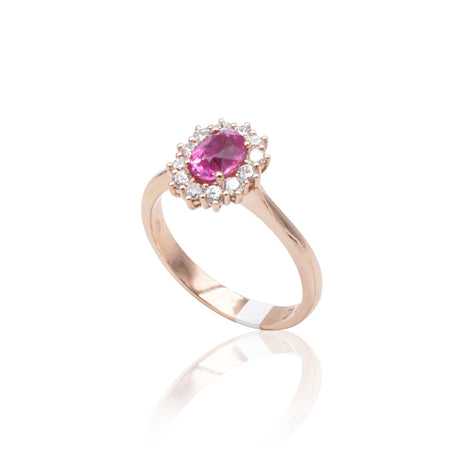 Anello in Oro Rosa con Zaffiro Rosa "Unheat" e Diamanti-Anelli-GRANARELLI- [SKU] -Gioielleria Granarelli