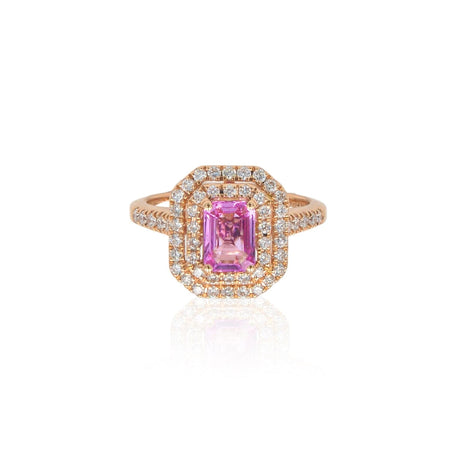 Anello in Oro Rosa con Zaffiro Rosa e Diamanti-Anelli-CRIVELLI- [SKU] -Gioielleria Granarelli