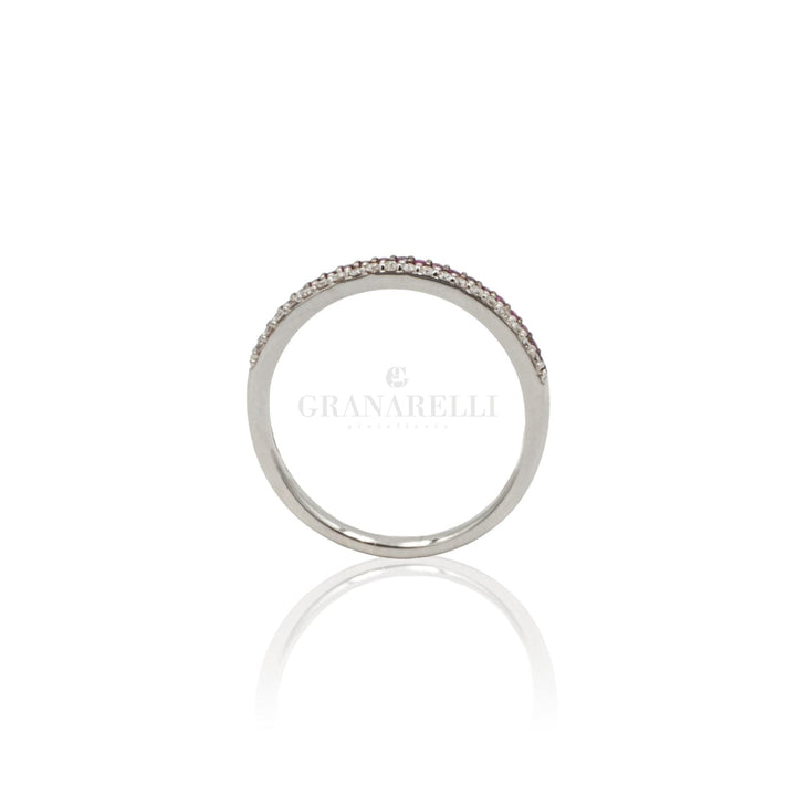 Anello in oro bianco con diamanti e rubini-Anelli-CRIVELLI- [SKU] -Gioielleria Granarelli