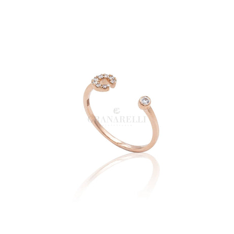 Anello iniziale Lettera C con Diamanti Oro Rosa-Anelli-CRIVELLI- [SKU] -Gioielleria Granarelli