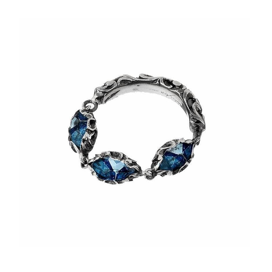Anello intagliato con tre pietre-Anelli-MARIA E LUISA JEWELS- [SKU] -Gioielleria Granarelli
