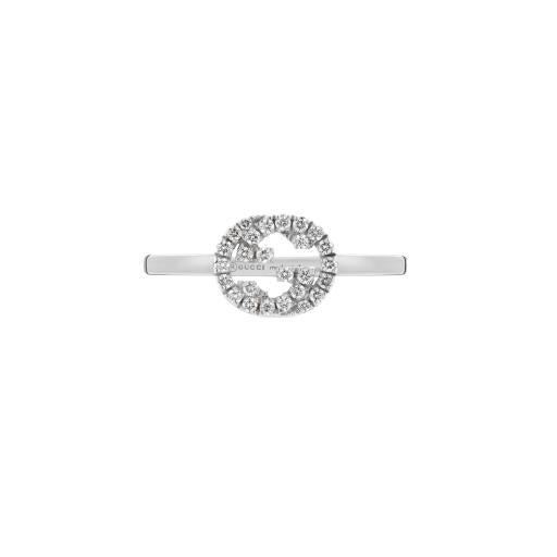 Anello interlocking G con diamanti-Anelli-GUCCI-Gioielleria Granarelli