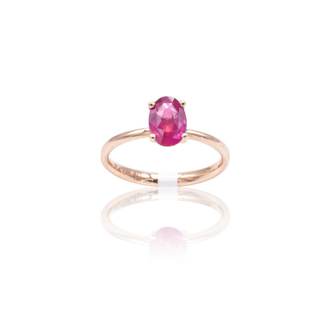 Anello solitario con Zaffiro Rosa "Unheat" in Oro Rosa-Anelli-GRANARELLI- [SKU] -Gioielleria Granarelli