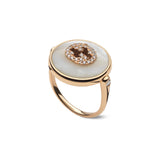 Anello Interlocking Oro Rosa, Madreperla e Diamanti-Anelli-GUCCI-Gioielleria Granarelli