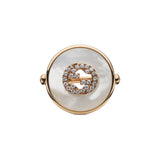 Anello Interlocking Oro Rosa, Madreperla e Diamanti-Anelli-GUCCI-Gioielleria Granarelli