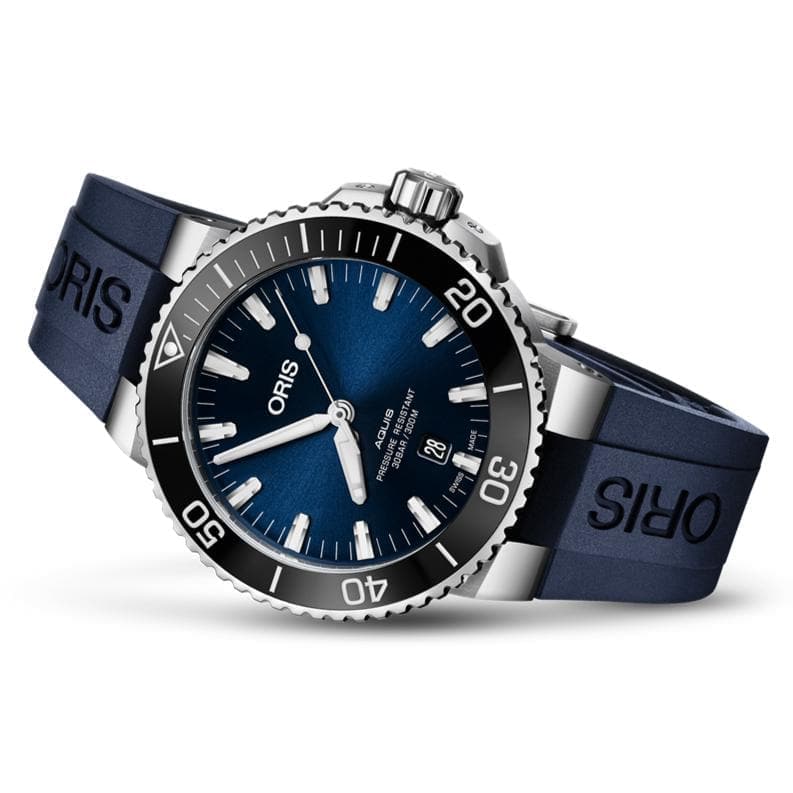 Aquis Date Blu Gomma-Orologi-ORIS- [SKU] -Gioielleria Granarelli