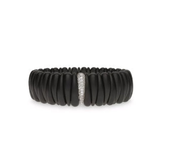 Bracciale Ceramica Satinata Nera Artiglio XS Diamanti Bianchi Oro Bianco