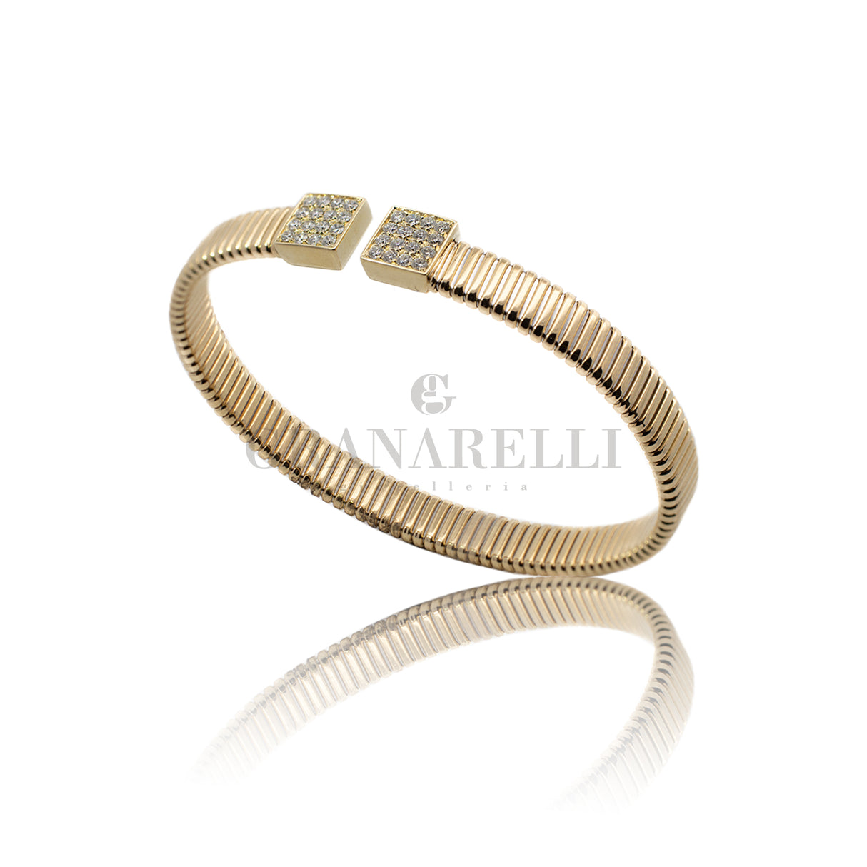 Bracciale tubogas con Diamanti In Oro giallo