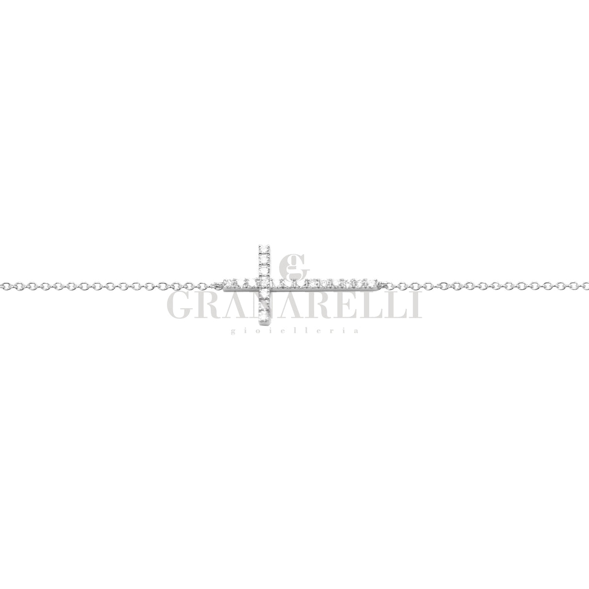 Bracciale Oro Bianco Croce in Diamanti Bianchi