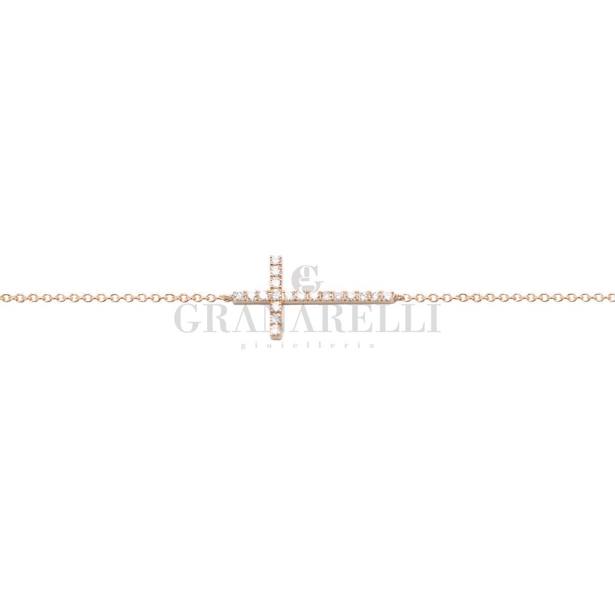 Bracciale  Oro Rosa Croce in Diamanti Bianchi