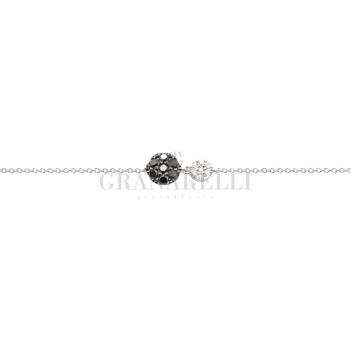 Bracciale con Diamanti Bianchi e Neri in Oro Bianco