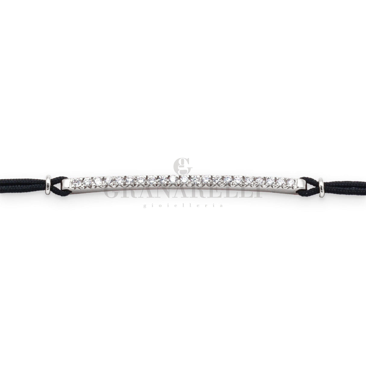 Bracciale Barretta Diamanti Bianchi Misura Media in Oro Bianco cordino nautico