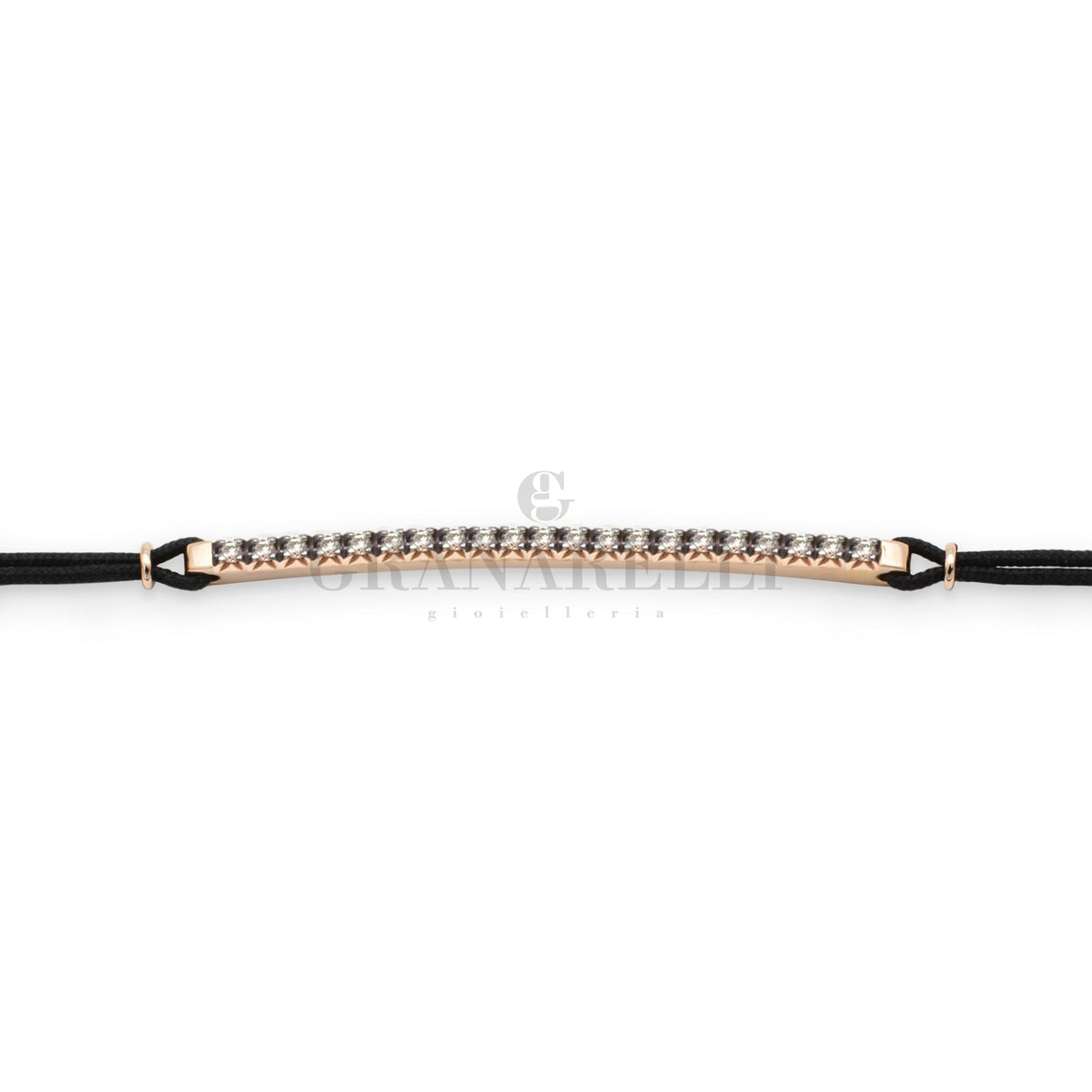 Bracciale Barretta Diamanti Brown Misura Media in Oro Rosa cordino nautico