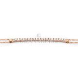 Bracciale Barretta Diamanti Bianchi Misura grande in Oro Rosa e catena, CURVA