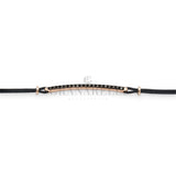 Bracciale Barretta Diamanti Neri misura piccola in Oro Rosa cordino nautico