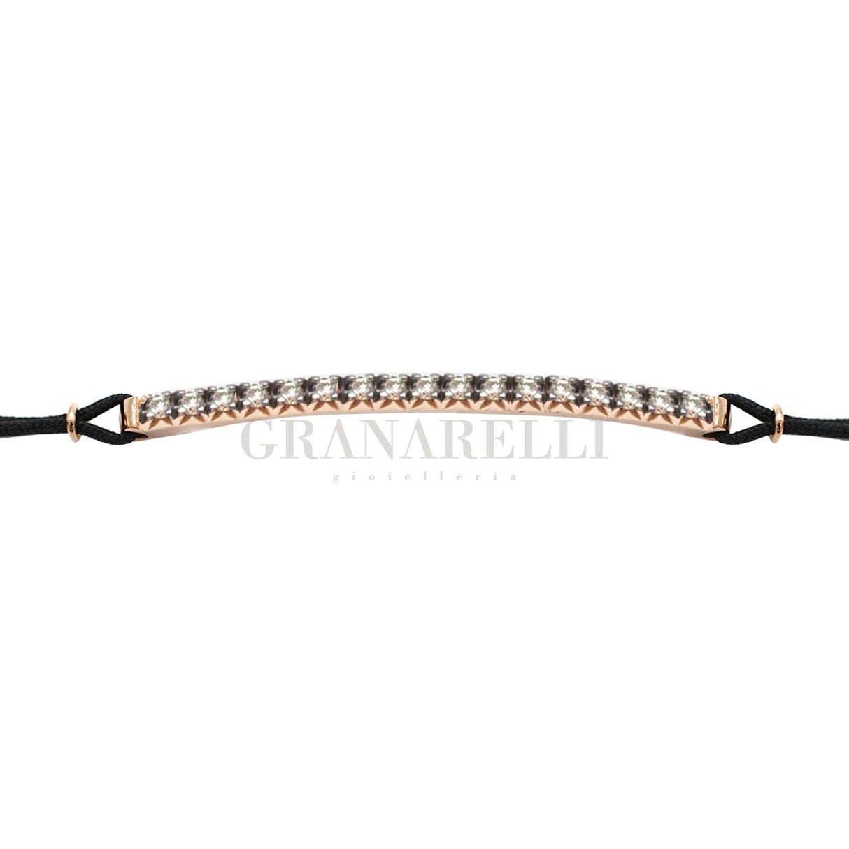 Bracciale Barretta Diamanti Brown Misura Grande in Oro Rosa cordino nautico