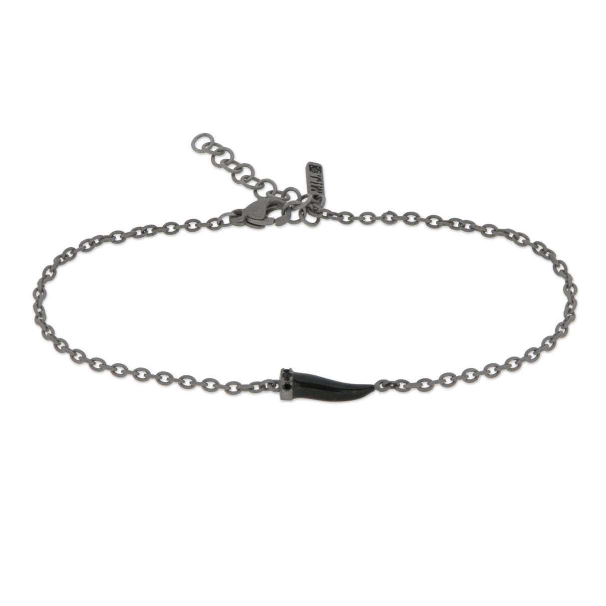 Bracciale in Titanio Cornetto Nero e Diamanti Neri