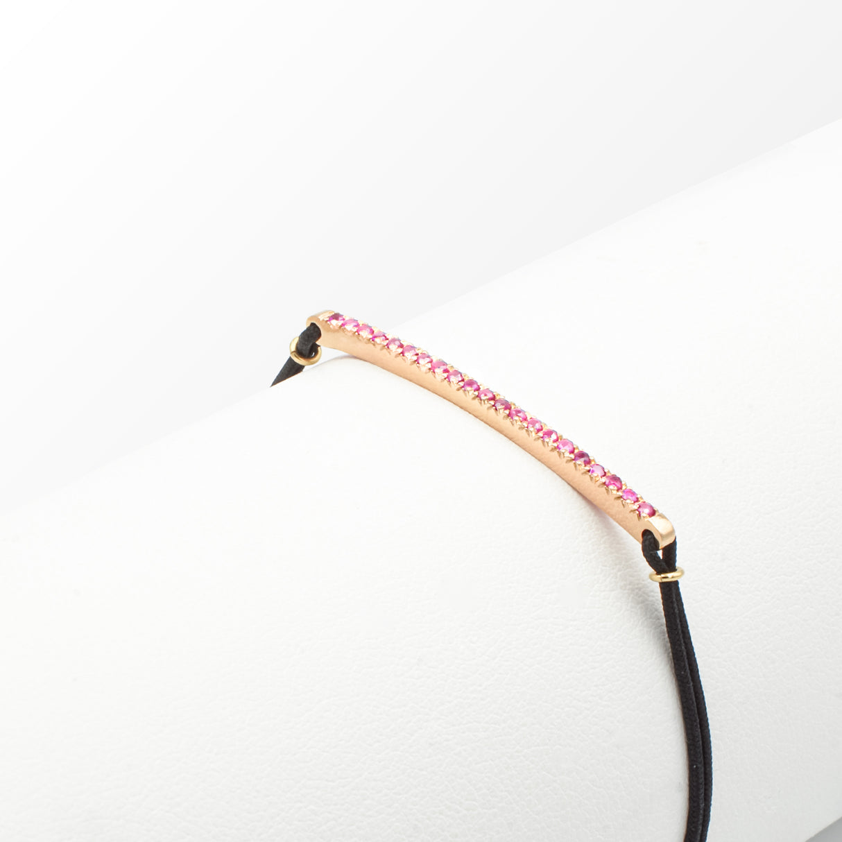 (F 1230971)Bracciale Barretta in Oro Rosa e Zaffiri Rosa su cordino nautico-Bracciali-GRANARELLI-Gioielleria Granarelli