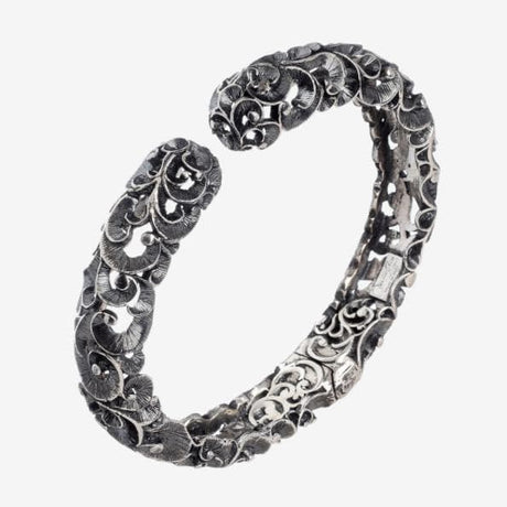 Bracciale Bangle Argento Intersiato-Bracciali-MARIA E LUISA JEWELS- [SKU] -Gioielleria Granarelli