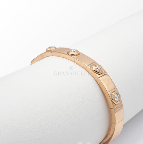 Bracciale Bangle in Oro Rosa con Diamanti Baguette-Bracciali-CRIVELLI- [SKU] -Gioielleria Granarelli