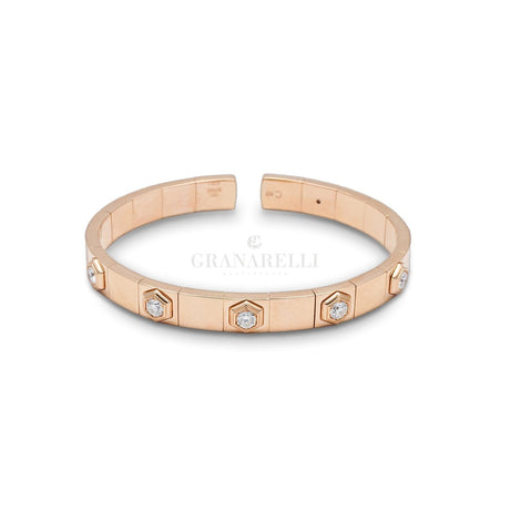 Bracciale Bangle in Oro Rosa con Diamanti Baguette-Bracciali-CRIVELLI- [SKU] -Gioielleria Granarelli