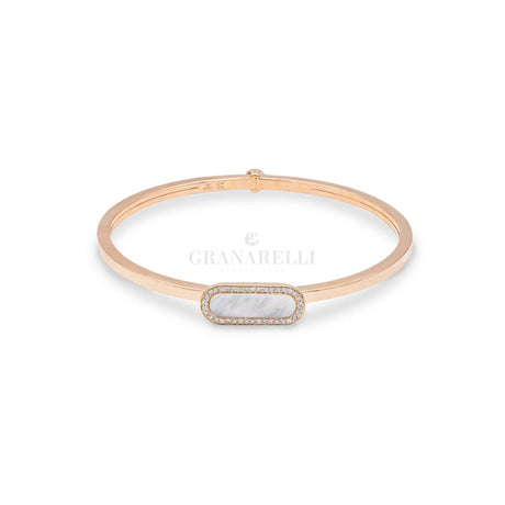 Bracciale Bangle in Oro Rosa con Diamanti e Madreperla-Bracciali-CRIVELLI- [SKU] -Gioielleria Granarelli