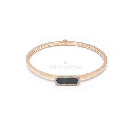 Bracciale Bangle in Oro Rosa con Diamanti e Madreperla Grigia-Bracciali-CRIVELLI- [SKU] -Gioielleria Granarelli