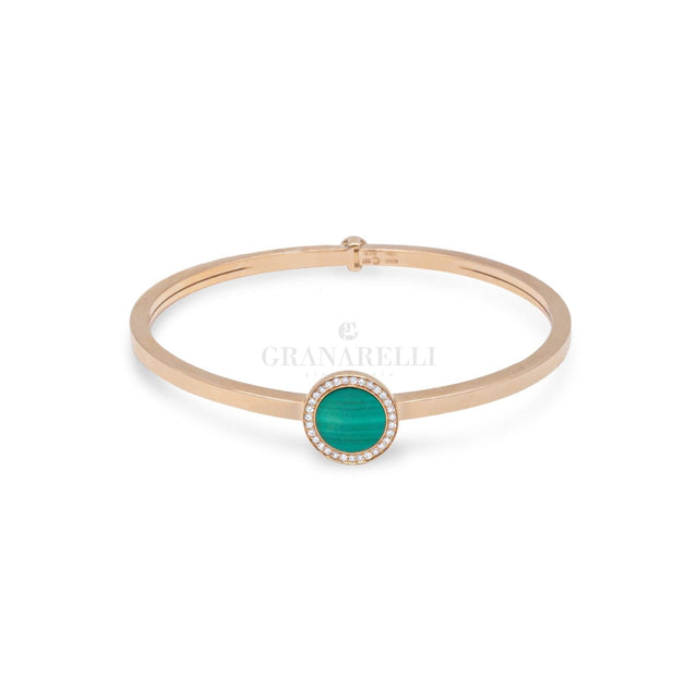 Bracciale Bangle in Oro Rosa con Diamanti e Malachite-Bracciali-CRIVELLI- [SKU] -Gioielleria Granarelli