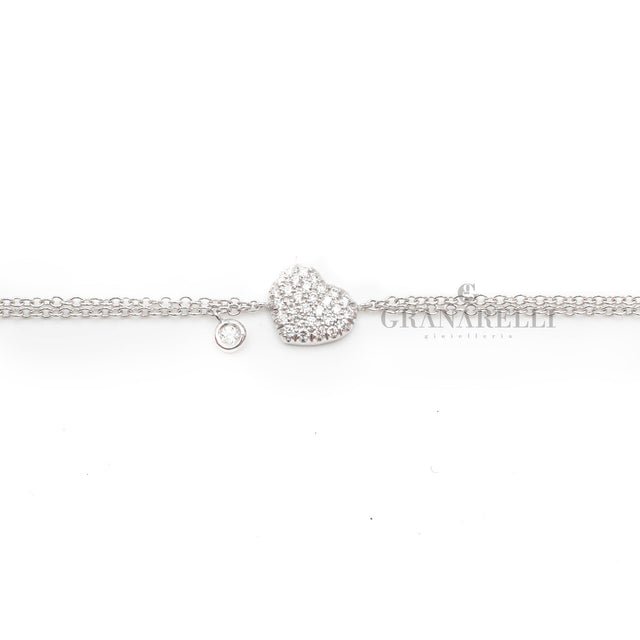 Bracciale Cuore Bombato con Diamanti 0.22kt Oro Bianco-Bracciali-CRIVELLI-Gioielleria Granarelli