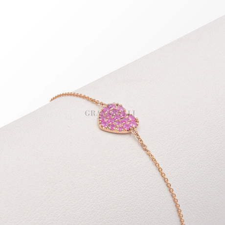 Bracciale Cuore grande in Oro Rosa e Zaffiri Rosa-Bracciali-CRIVELLI-Gioielleria Granarelli