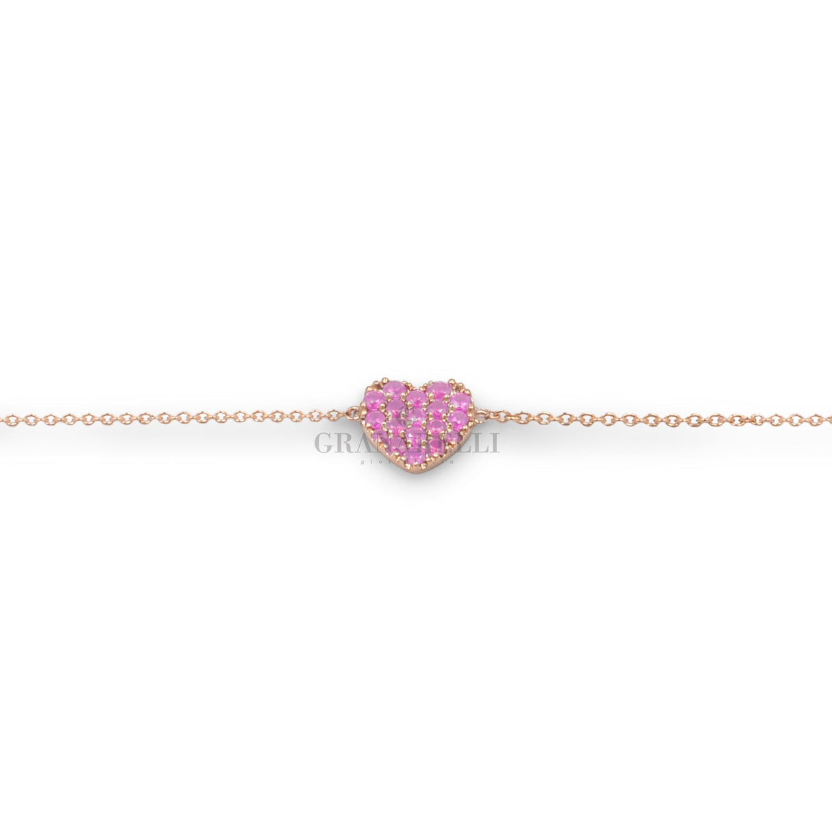 Bracciale Cuore grande in Oro Rosa e Zaffiri Rosa-Bracciali-CRIVELLI-Gioielleria Granarelli