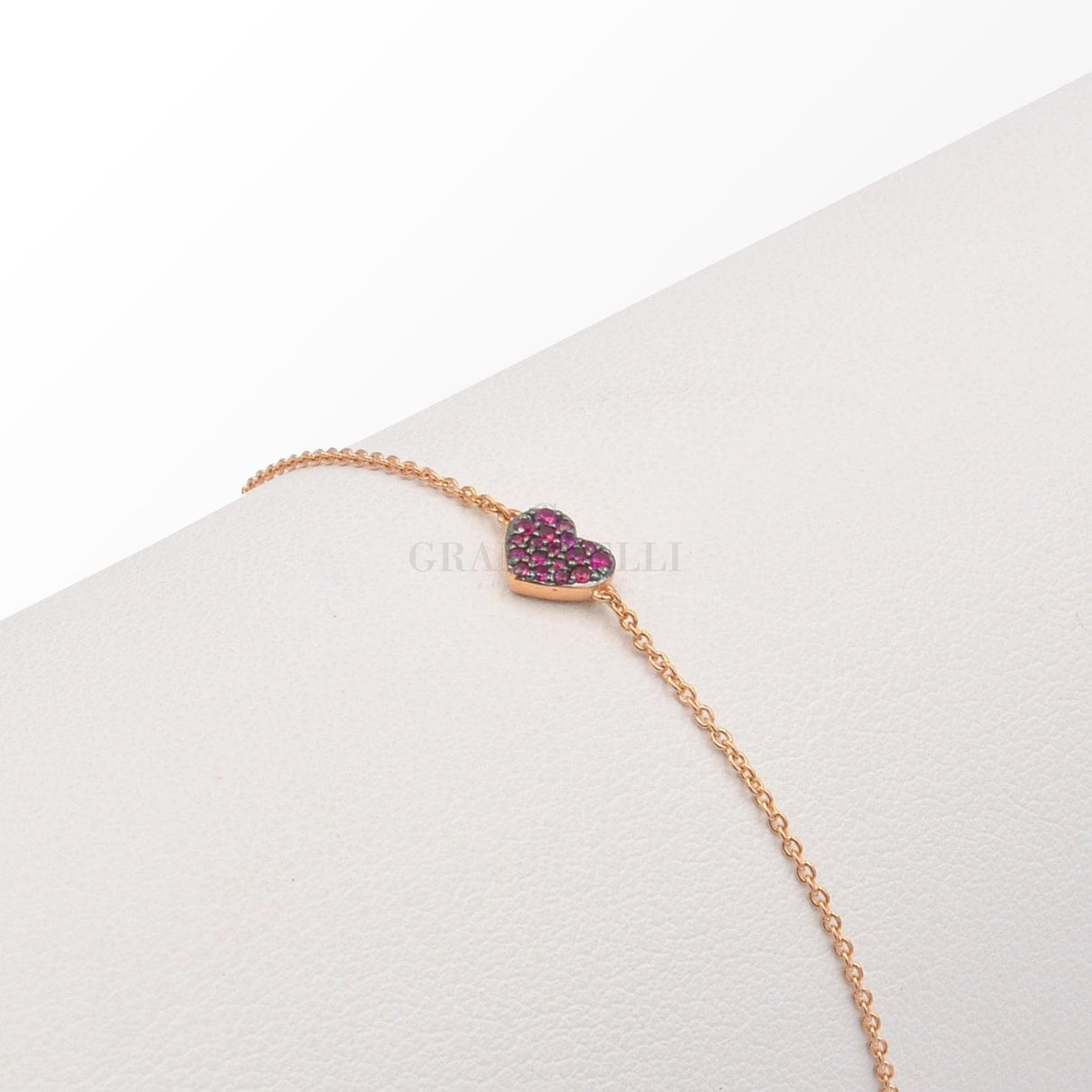 Bracciale Cuore piccolo in Oro Rosa e rubini-Bracciali-CRIVELLI- [SKU] -Gioielleria Granarelli