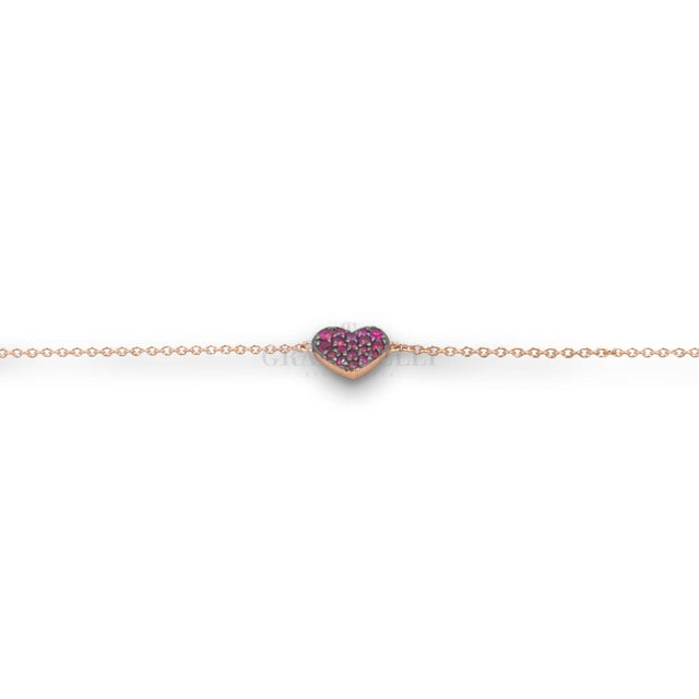 Bracciale Cuore piccolo in Oro Rosa e rubini-Bracciali-CRIVELLI- [SKU] -Gioielleria Granarelli