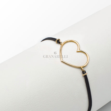 Bracciale Cuore silhouette in Oro Giallo su cordino-Bracciali-GRANARELLI-Gioielleria Granarelli