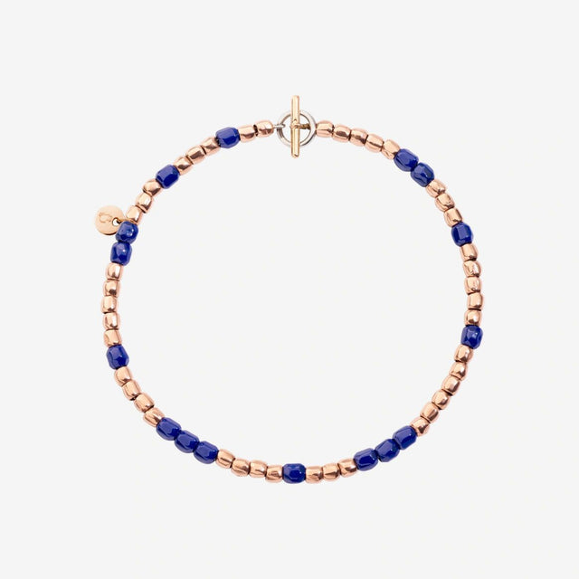 Bracciale DoDo Mini Granelli Oro Rosa e Ceramica Blu-DODO-Gioielleria Granarelli