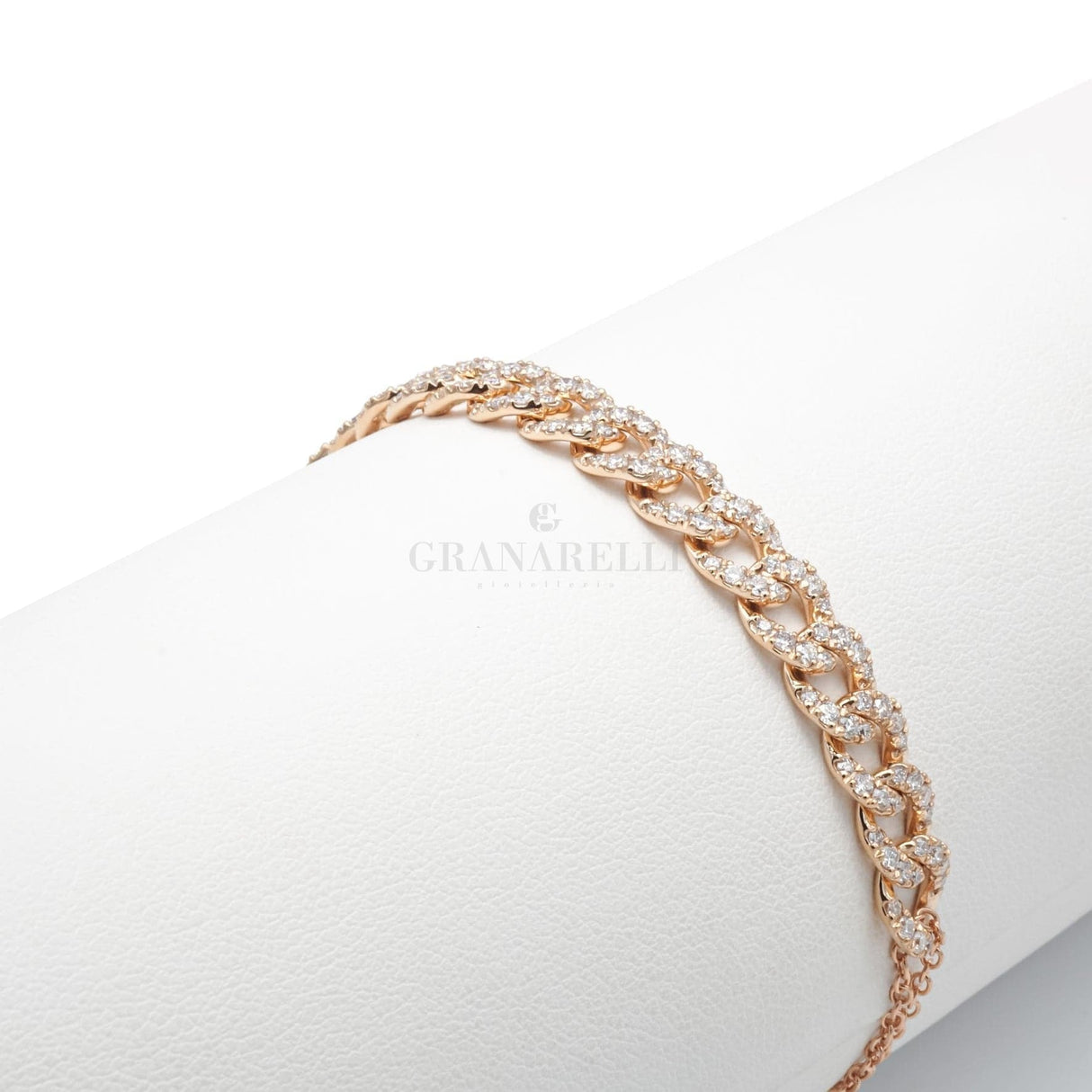 Bracciale Groumette doppia catena in Oro Rosa e Diamanti-Bracciali-CRIVELLI- [SKU] -Gioielleria Granarelli