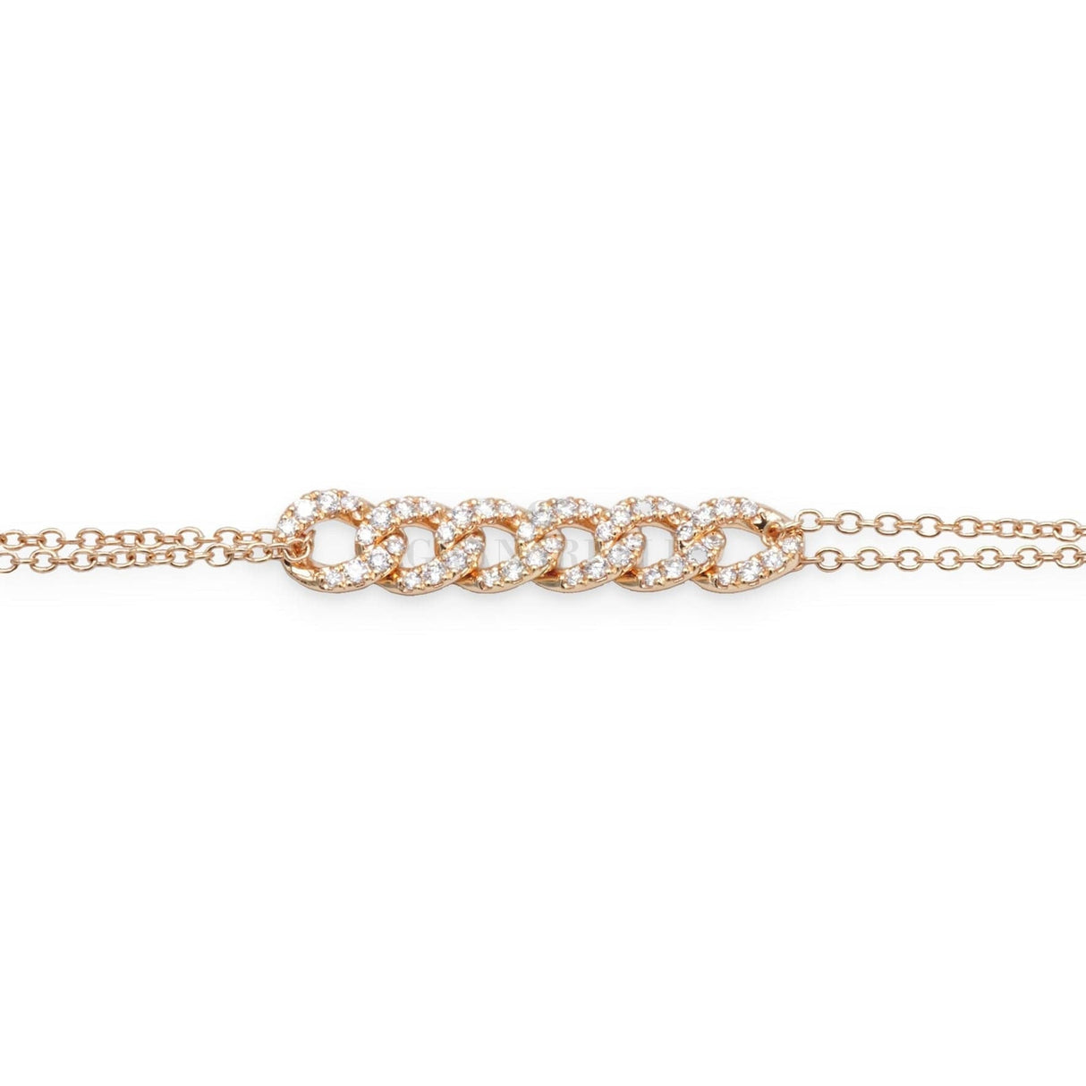 Bracciale Groumette doppia catena in Oro Rosa e Diamanti-Bracciali-CRIVELLI- [SKU] -Gioielleria Granarelli