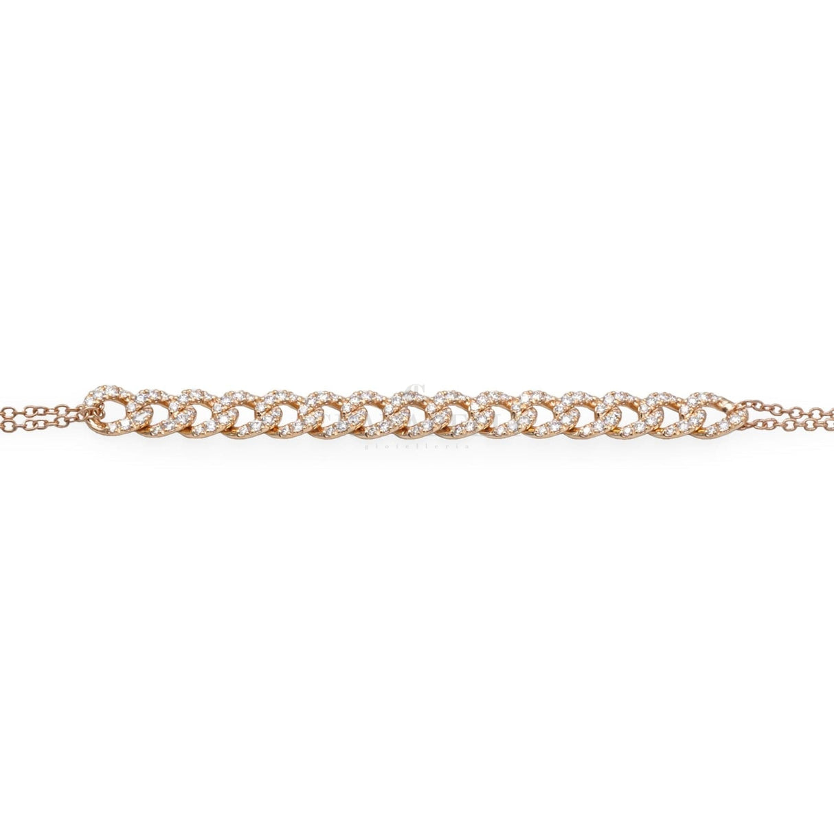 Bracciale Groumette doppia catena in Oro Rosa e Diamanti-Bracciali-CRIVELLI- [SKU] -Gioielleria Granarelli