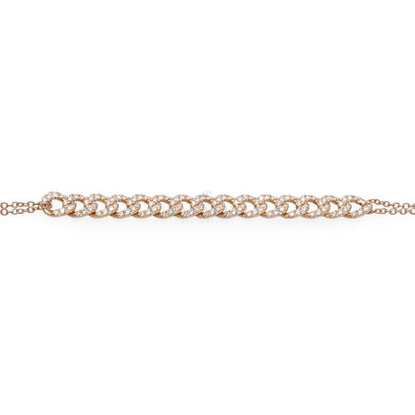 Bracciale Groumette doppia catena in Oro Rosa e Diamanti-Bracciali-CRIVELLI- [SKU] -Gioielleria Granarelli